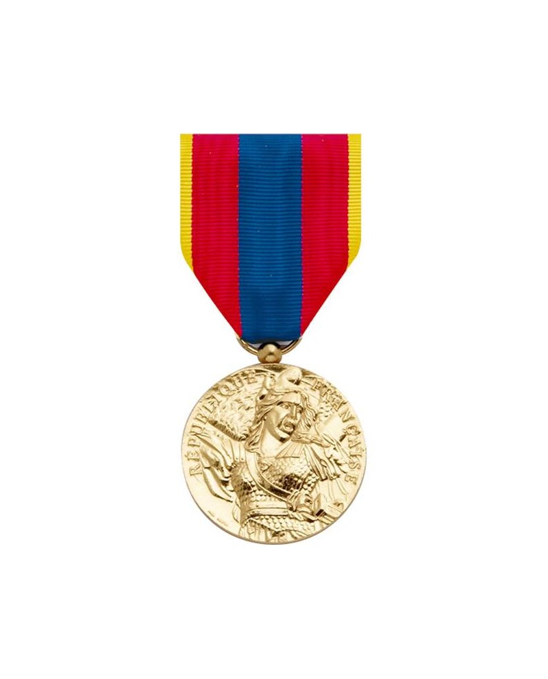 FRANCE Médaille de la défense nationale or. Ruban NEUF plié 